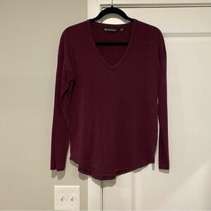 Athleta Red V-Neck Maroon Long Sleeve
